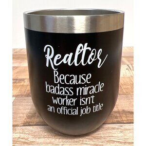 Realtor Quote Stainless Steel Insulated Tumbler 12 Oz Black & Silver